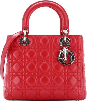 Dior Lady Dior Bag Cannage Quilt Lambskin Medium satchel - Rood