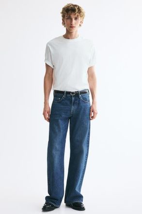 H&M Relaxed Bootcut Jeans in Dark Denim Blue at Nordstrom, Size 30 X 32