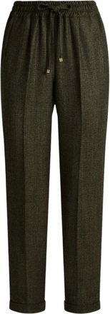 Kiton Geruite wollen broek - Dames - Slim Fit Broeken - Groen - S - Wol - Broeken