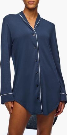 Cosabella Pima Lusso Sleepshirt in Navy Blue/moon Ivory at Nordstrom, Size Xx-Large