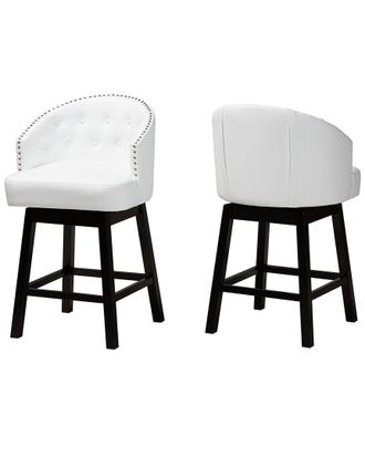 Baxton Studio Theron Mid-Century 2Pc Swivel Counter Stool Set