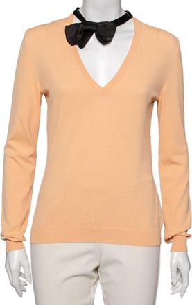 Moschino Cheap And Chic Orange Knit V Neck Long Sleeve Sweater