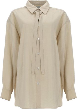 Christophe Lemaire Long-Sleeved Neckline Tie Silk Shirt