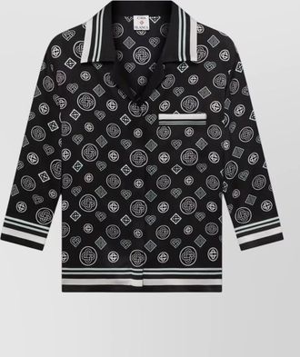 Casablanca monogram lounge pajama shirt striped collar