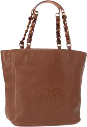 Chanel Pre-owned Tote Bags, female, Brown, Size: ONE SIZE Pre-owned Vintage Leather Tote Bag