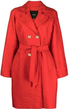 Pinko double-breasted coat - women - Polyester/Cotton/Polyester - M - Red