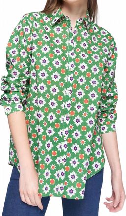 Vilagallo Anastasia Shirt In Geometrico Verde Ros