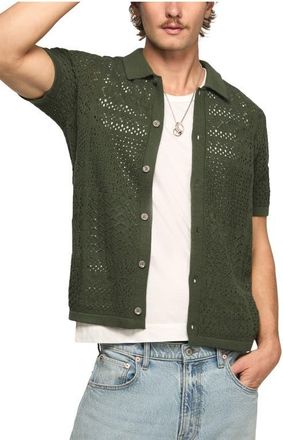 Lucky Brand Granny Open Stitch Button-Up Shirt in Cilantro at Nordstrom, Size X-Large