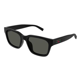 Gucci Vierkante Zonnebril - Heren - Zonnebrillen - Zwart - 55 MM - Nylon - Accessoires