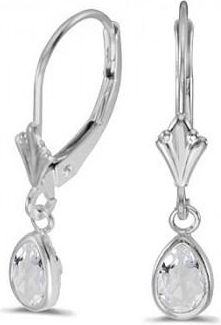 Allurez White Topaz Dangling Drop Lever-Back Earrings 14K White Gold (1.00ct)