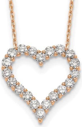 Diamond2Deal 14k Gold 2 Ct Lab Grown Diamond Open Heart Pendant Necklace 18