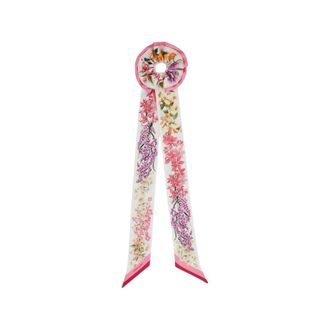 Ferragamo Hair Accessories, female, Pink, Size: ONE SIZE Spring Print Silk Scrunchie With Mini Bandeau