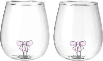 Godinger Set Of 2 Runway High Heel Stemless Wine Glasses
