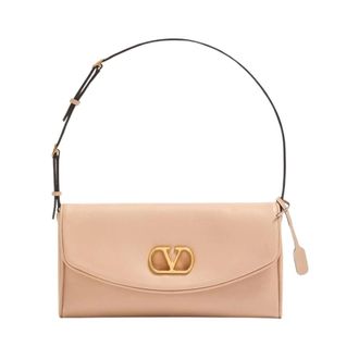 Valentino Tassen, Dames, Roze, ONE Size, Leer, Vlogo Chain Shoulder Bag