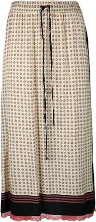 Semicouture Black Patterned Viscose Midi Skirt
