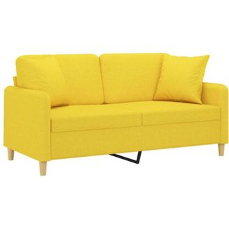 vidaXL Sof&aacute; De 2 Plazas Con Cojines Tela Amarillo Claro 140 Cm Vidaxl