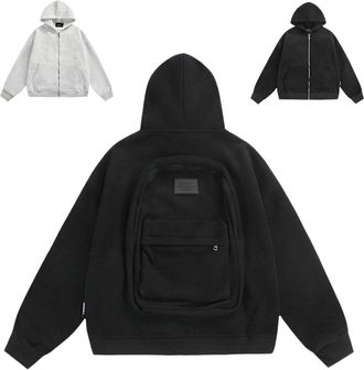 Generic Backpack Hoodie Unisex - Travel Hoodies with Backpack, Travelshell Hoodie, Sweatshirt Backpacks Hoodies, Casual Zip Up Lightweight Cardigan Jackets Pu