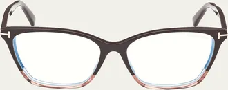 Tom Ford Blue Blocking Two-Tone Acetate Cat-Eye Glasses