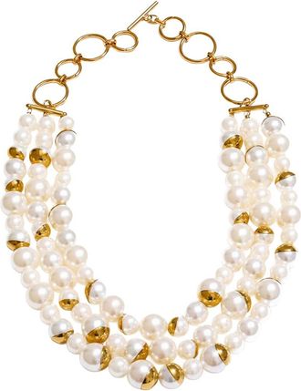 Liv Oliver 18K Plated 10Mm - 14Mm Pearl Necklace
