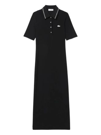 Lacoste crystal-embellished polo dress - women - Elastane/Cotton - 38 - Black