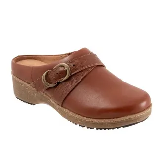 Softwalk Softwalk Asmara Clogs Womens Brown Leather Round Toe Slip On Wedge ZOGG3817