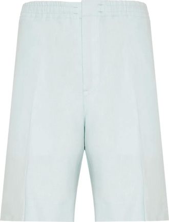 Ermenegildo Zegna elasticated-waist bermuda shorts - men - Linen/Flax - 54 - Blue
