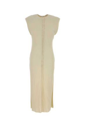 Ami Off White Stretch Row Edges Midi Dress
