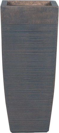 PRIMROSE Rib Texture Fibrecotta Tall Cube Planter In Dark Grey 80cm