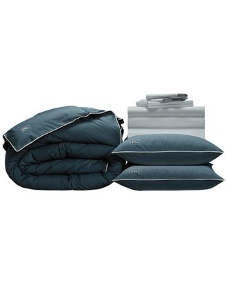 Pillow Guy Classic Cool & Crisp 100% Cotton Percale, Down-Alternative Perfect Bedding Bundle