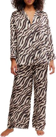 Free People Intimately FP Dreamy Days Pajama Set in Tea Combo - Zebra at Nordstrom, Size X-Large