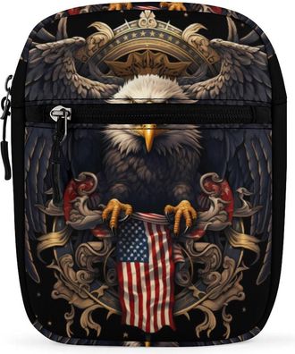 Generic American Bald Eagle Flag Crossbody Bag Adjustable Satchel Cute Shoulder Bag Lightweight Sling Bags