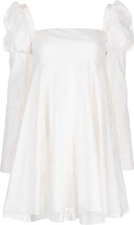 macgraw Romantic Juliet-sleeved short dress - women - Nylon/Silk - 12 - White