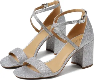 Michael Kors Sophie Flex Sandals Womens 6 Silver Ankle Strap Block Heel KHD2314