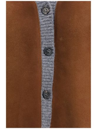 Prada Womens Cardigan Suede And Wool Slate Grey Fleece (ovis Aries) Sweater