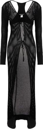 ADĀMO Andrea Adamo Openwork Lange Cardigan - Dames - Lange truien - Zwart - L - Polyester - Truien & Vesten