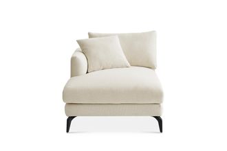 Castlery Lena Chaise Left Facing Sofa, Cream, Matte Black Legs, Spill-Resistant, Removable Covers for Women