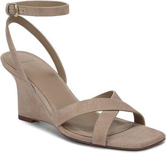 Vince Parma Ankle Strap Wedge Sandal in Taupe Clay at Nordstrom, Size 6.5