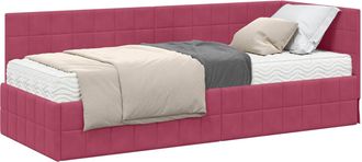 vidaXL Estructura De Cama Esquina Con Colch&oacute;n 2 Uds. Rojo Vino Vidaxl