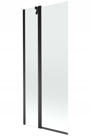Desconocido Mampara De Ba&ntilde;era 2 Hojas Vidrio Transparente, 80x150 Cm, Perfil Negro