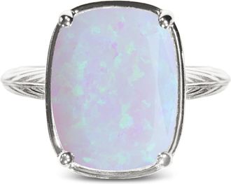 Sterling Forever Sterling Silver Frosted Opal Elongated Cushion Ring