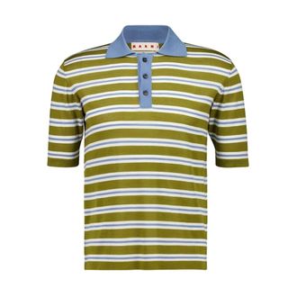 Marni Truien & Vesten, Heren, Groen, L, Wol, Gestreept wollen poloshirt