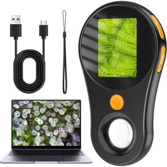 OEM Microscopio De Mano Negro De 200 Aumentos Para Adultos/ni&ntilde;os, Mini Microscopio De Bolsillo Con Pantalla Ips De 2,0 Y 8 Led Ajustables, Microscopio Dig
