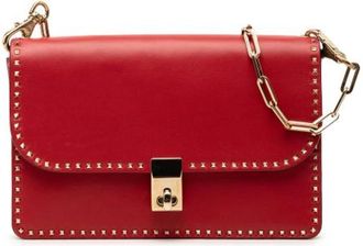 Valentino Pre-owned Cross Body Bags, female, Red, Size: ONE SIZE Pre-owned Rockstud Crossbody Bag