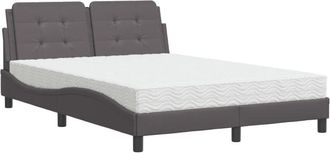 vidaXL Vidaxl - Cama Con Colch&oacute;n Cuero Sint&eacute;tico Gris 140x200 Cm