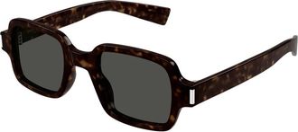 Saint Laurent Vintage Unisex Acetaat Zonnebril - Dames - Zonnebrillen - Bruin - 48 MM - Accessoires