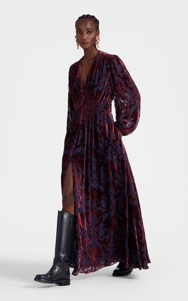 La DoubleJ Long Camerino Dress in Cherubs Devor&eacute; Blue at Nordstrom, Size X-Small