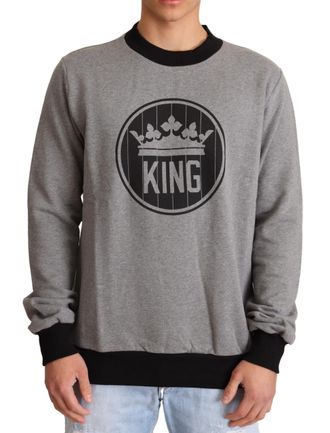 Dolce & Gabbana Mens King Sweatshirt Grey Cotton - Size EU 48 (Mens)