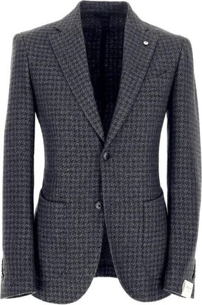 L.B.M. 1911 Grijze Pied-de-poule Wollen Blazer - Heren - Blazers - Grijs - L - Wol - Jassen