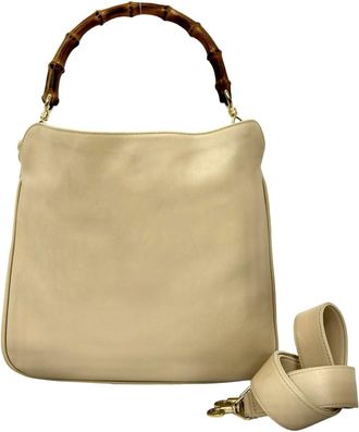 Gucci Beige Leather Handbag Shoulder Bag Tote Bag (Pre-Owned)