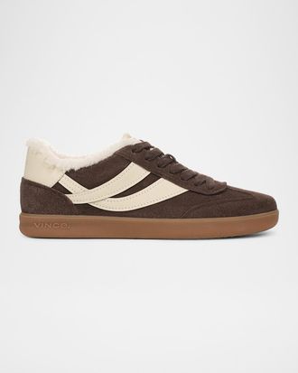 Vince Oasis Shearling-Lined Suede Low-Top Sneakers